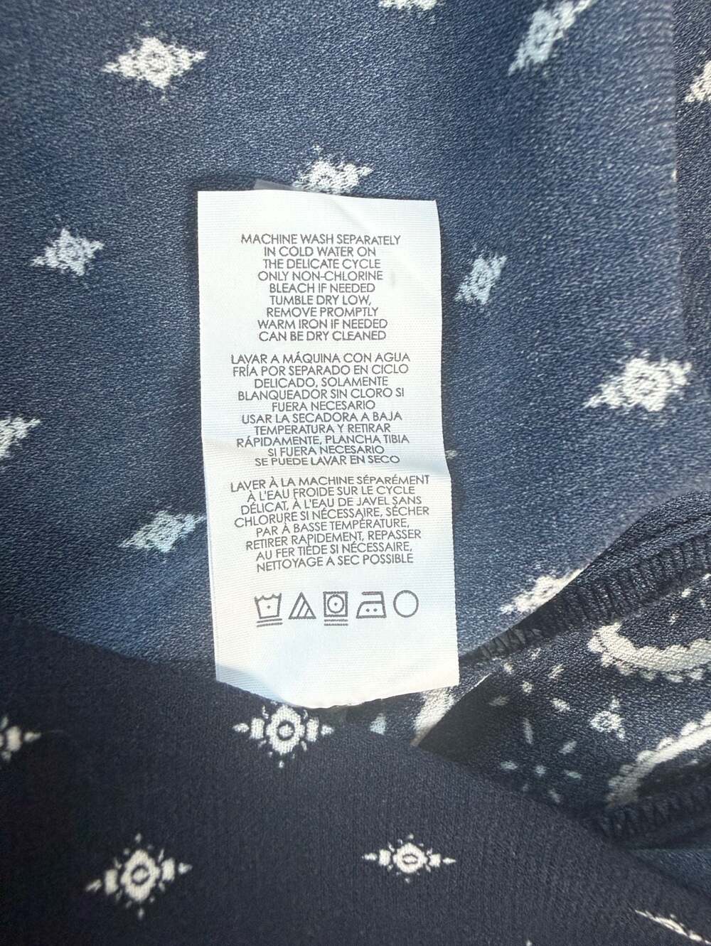Cabi Track Star Trouser Navy Paisley Border Pants, Side Zip, 14 - Picture 5 of 9